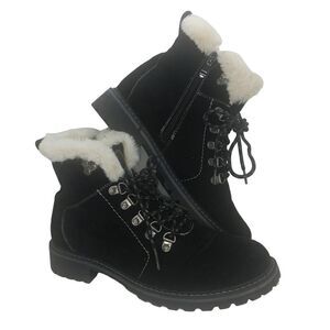 G.C. Fashions Womens Pre-owned Designer Black Suede, Faux Fur Boots - sz. 9 1/2